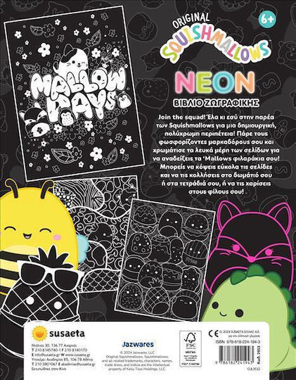Squishmallows Neon Bιβλίο Ζωγραφικής