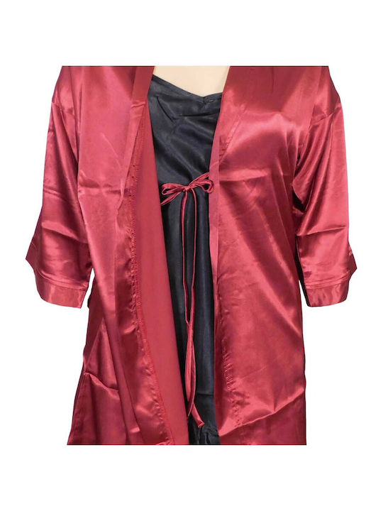 Lydia Creations Winter Women's Satin Robe Bordeaux