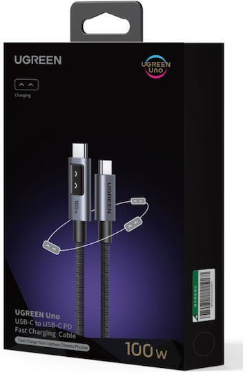 Ugreen LED USB 2.0 Cable USB-C male - USB-C 100W PD Μαύρο 2m 35512