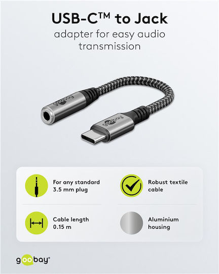 Goobay Μετατροπέας USB-C / 3.5mm male σε 3.5mm female Γκρι 1τμχ 74056