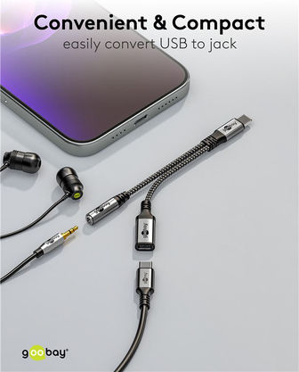 Goobay Μετατροπέας USB-C / 3.5mm male σε 3.5mm / USB-C female Γκρι 1τμχ 74524