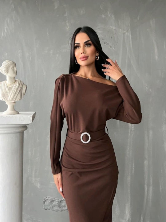Midi Damenkleid Braun