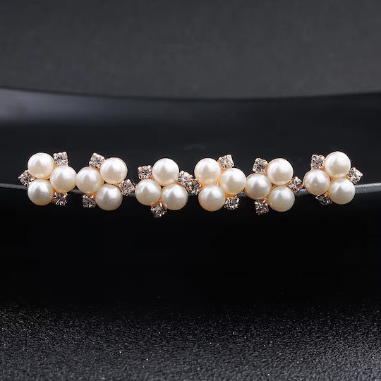Set of 6 Hairpins Rose Gold White Pearls Crystals Bride Bridesmaid Wendy