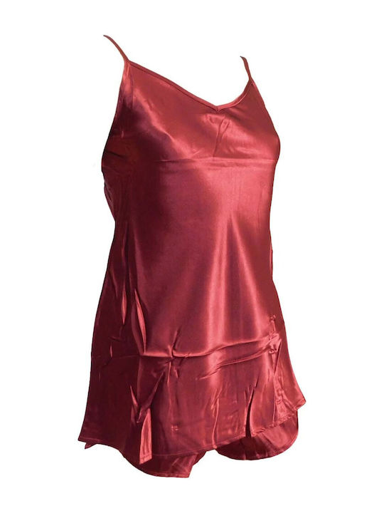 Lydia Creations Satin Babydoll Bordeaux