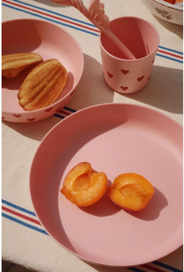 Konges Slojd Feeding Set made of Plastic Pink 4pcs