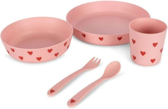 Konges Slojd Feeding Set made of Plastic Pink 4pcs