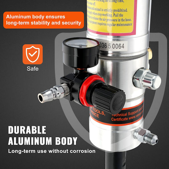 Vevor Grease Pump Pressure Ratio 50:1 Air-Operated Grease Pump 13-Foot High-Pressure Hose Grease Gun Pneumatic Grease Pump Portable Lubrication Grease Pump 360° Rotating Grease Head