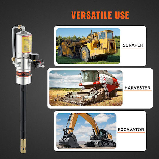 Vevor Grease Pump Pressure Ratio 50:1 Air-Operated Grease Pump 13-Foot High-Pressure Hose Grease Gun Pneumatic Grease Pump Portable Lubrication Grease Pump 360° Rotating Grease Head