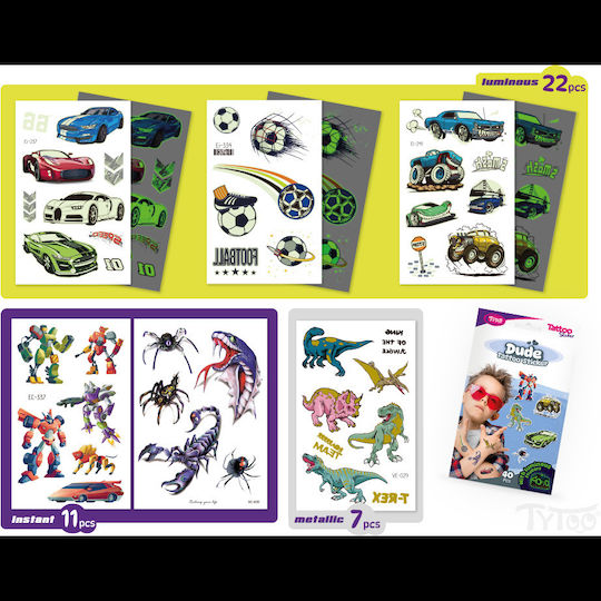 Set mit 40 temporären Klebetattoos für Jungen Tytoo Kopxx1800013 Initial
