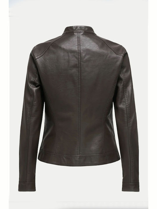 Only Women's Biker Artificial Leather Jacket for Spring or Autumn CAFE