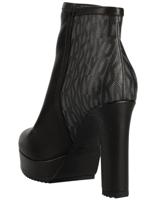 Liana Leather Women's Ankle Boots with High Heel Brown