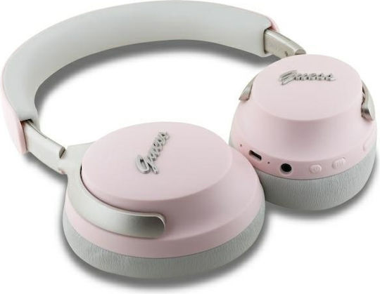 Guess Metal Script Logo Kabellose Bluetooth ANC + ENC Over-Ear Kopfhörer Pink