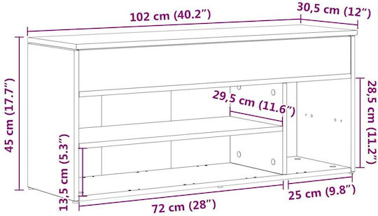 Entry Furniture with Shoe Rack Coffee 102x30.5x45cm