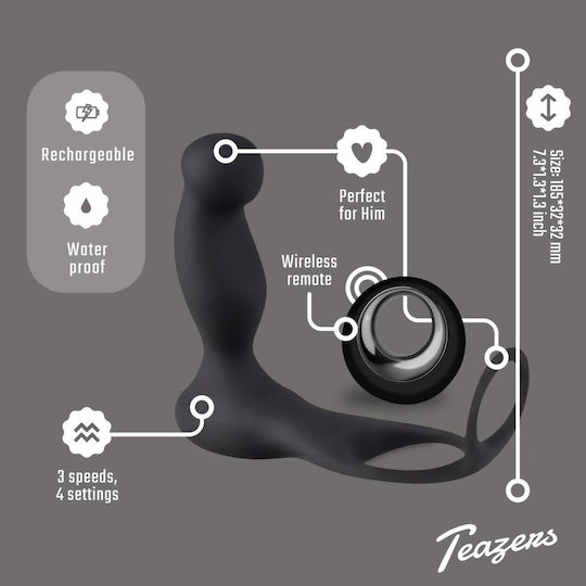 Teazers Cock & Ball Ring Prostate Vibrator Remote Control