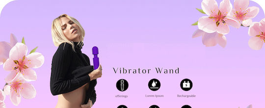 SMD Vibrator Wand, Ασύρματος Κλειτοριδικός δονητής, 20 Vibrations & 8 intensities, Purple