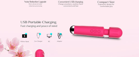SMD Vibrator Wand, Ασύρματος Κλειτοριδικός δονητής, 20 Vibrations & 8 intensities, Pink