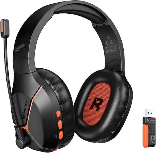 Meetion BTH011 Wireless Over Ear Gaming Headset with Connection Bluetooth / USB Black Orange