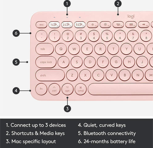 Logitech K380 for Mac Wireless Bluetooth Keyboard Only English US Pink