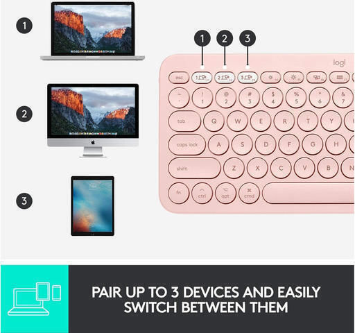Logitech K380 for Mac Wireless Bluetooth Keyboard Only English US Pink