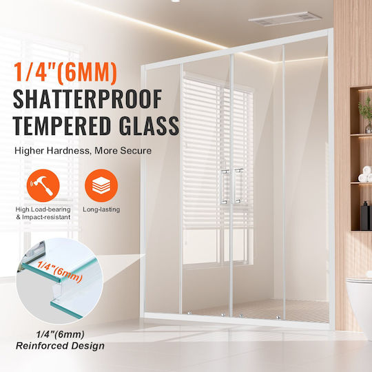 Vevor Фиксирана страна Душ 90x177.8см Chrome Vevor Фиксирана страна Душ 90x177.8см Chrome