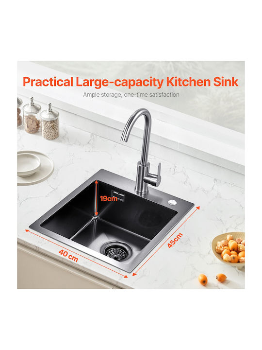 Vevor Ένθετος Νεροχύτης Inox Μ37xΠ42cm Μαύρος