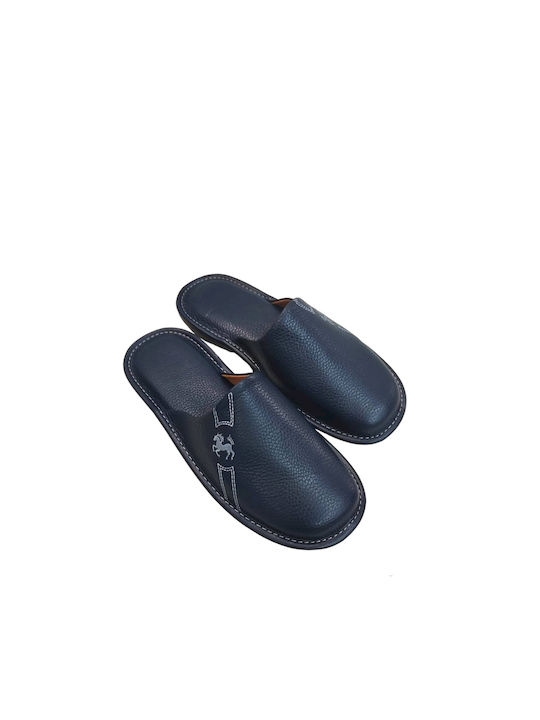 Prive Men's Leather Slippers Blue