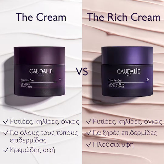 Caudalie Premier Cru La Creme Refill Rich Κρέμα Προσώπου για Ενυδάτωση, Αντιγήρανση & Σύσφιξη με Υαλουρονικό Οξύ & Ceramides 50ml