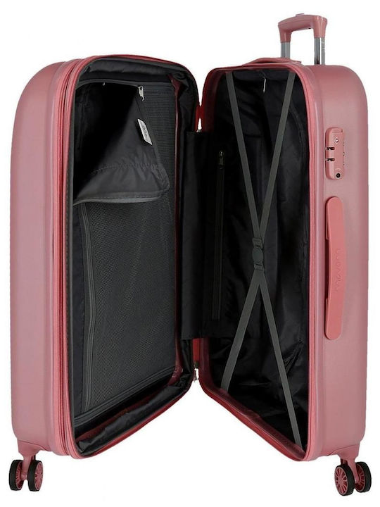 Movom Large Hard Pink Suitcase with 4 Wheels Height 80cm