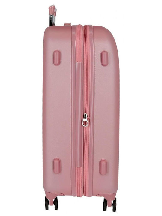 Movom Large Hard Pink Suitcase with 4 Wheels Height 80cm