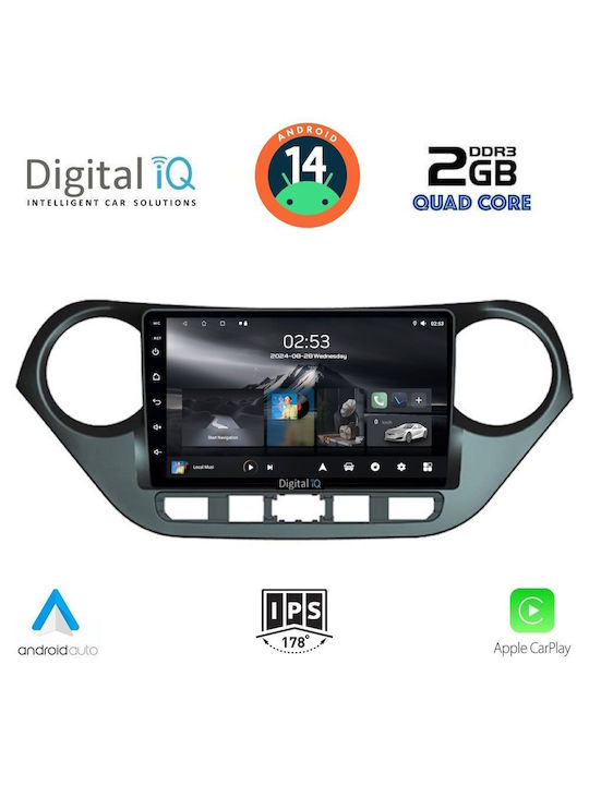 Digital IQ Car Audio System for Hyundai i10 2014-2020 (Bluetooth/USB/AUX/WiFi/GPS/Apple-Carplay/Android-Auto) with Touch Screen 9"