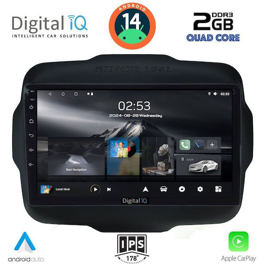 Digital IQ Ηχοσύστημα Αυτοκινήτου για Jeep Renegade 2014 (Bluetooth/USB/AUX/WiFi/GPS/Apple-Carplay/Android-Auto) με Οθόνη Αφής 9"