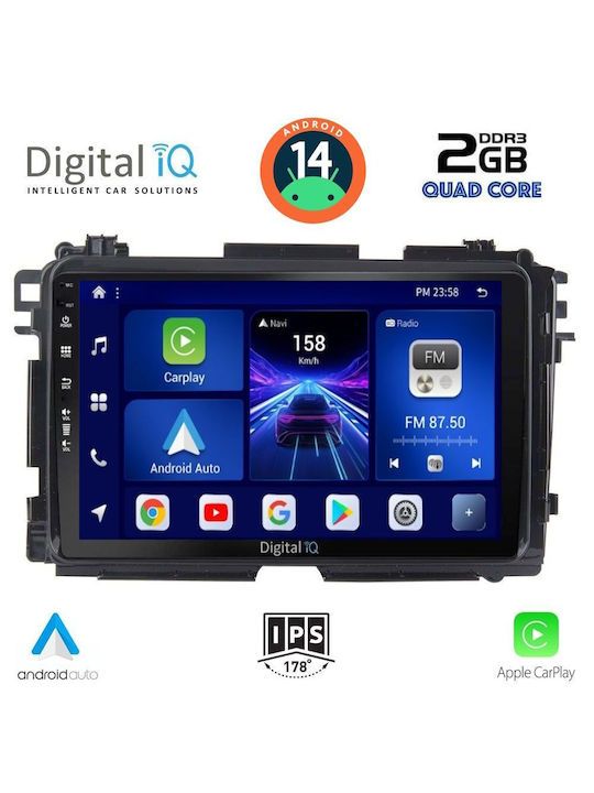 Digital IQ Car Audio System for Honda HR-V 2015-2021 (Bluetooth/USB/AUX/WiFi/GPS/Apple-Carplay/Android-Auto) with Touch Screen 9"