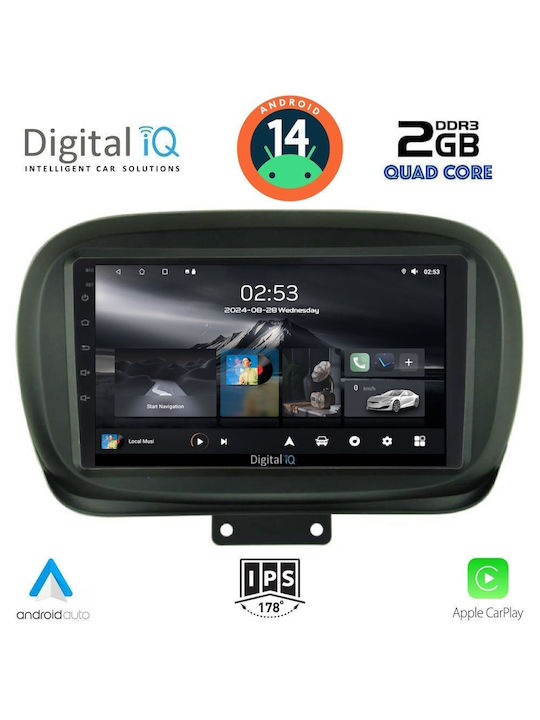 Digital IQ Sistem Audio Auto pentru Fiat 500X 2014 (Bluetooth/USB/AUX/WiFi/GPS/Apple-Carplay/Android-Auto) cu Ecran Tactil 9"