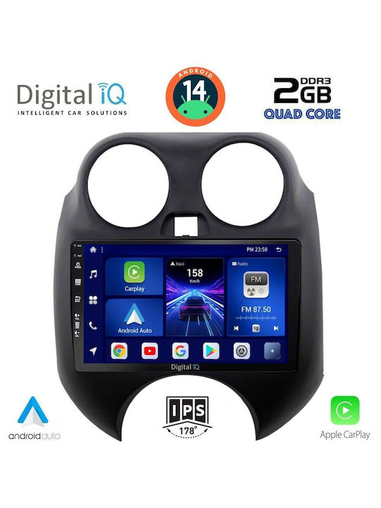 Digital IQ Car Audio System for Nissan Micra 2010-2014 (Bluetooth/USB/AUX/WiFi/GPS/Apple-Carplay/Android-Auto) with Touch Screen 9"