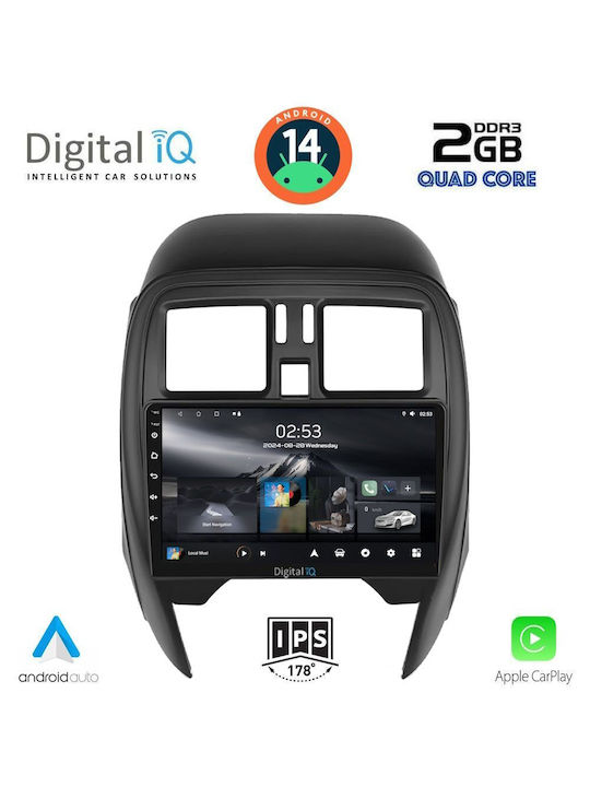 Digital IQ Car Audio System for Nissan Micra 2014-2017 (Bluetooth/USB/AUX/WiFi/GPS/Apple-Carplay/Android-Auto) with Touch Screen 9"