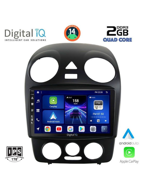 Digital IQ Auto-Audiosystem für Volkswagen Käfer 2004-2011 (Bluetooth/USB/AUX/WiFi/GPS/Apple-Carplay/Android-Auto) mit Touchscreen 9"