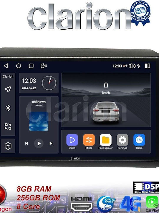 Clarion Car Audio System for Peugeot Partner Fiat Ducato Citroen Jumper 2012> (Bluetooth/USB/WiFi/GPS) with Touch Screen 9"