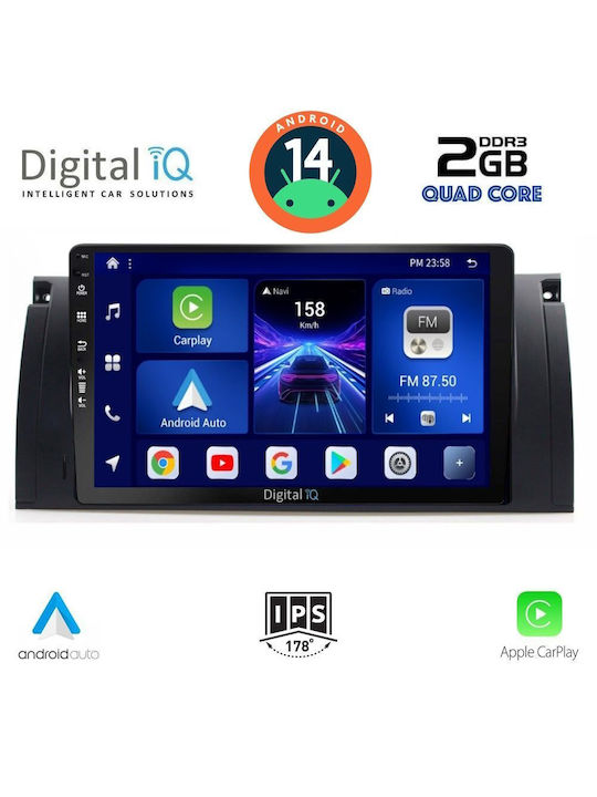 Digital IQ Car Audio System for BMW Series 5 (E39) / X5 (E53) 1997-2005 (Bluetooth/USB/AUX/WiFi/GPS/Apple-Carplay/Android-Auto) with Touch Screen 9"