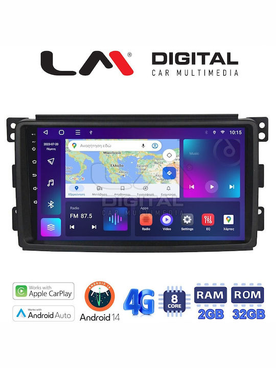 LM Digital Ηχοσύστημα Αυτοκινήτου για Smart ForTwo / ForFour 451 2007-2010 (Bluetooth/USB/WiFi/GPS/Apple-Carplay/Android-Auto) με Οθόνη Αφής 9"