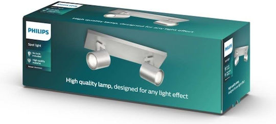 Philips Runner Διπλό Σποτ με Ντουί GU10 σε Γκρι Χρώμα