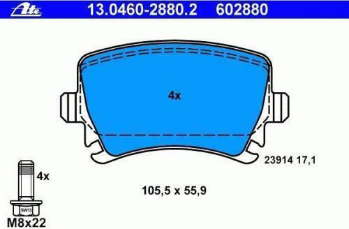 Ate Brake Pad Rear for Audi A3 / A4 / A6 Citroen C6