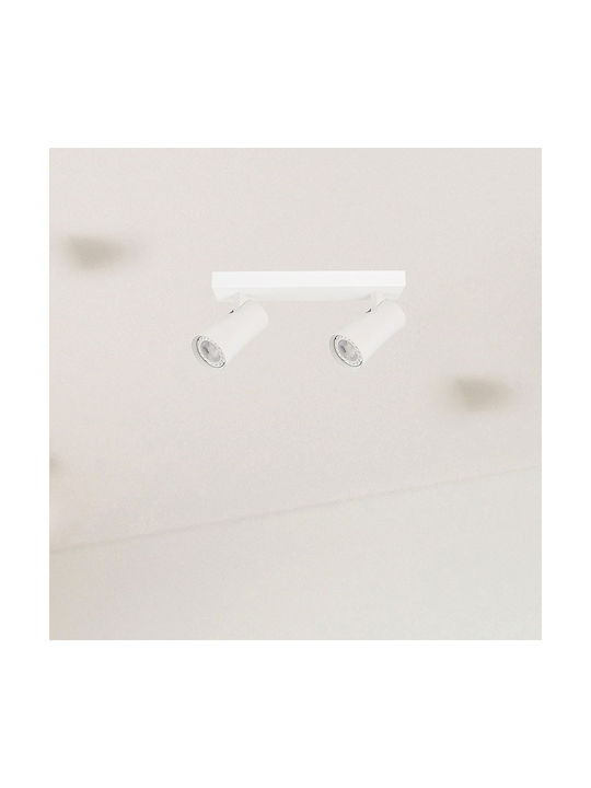 Eurolamp Διπλό Σποτ με Ντουί GU10 σε Λευκό Χρώμα