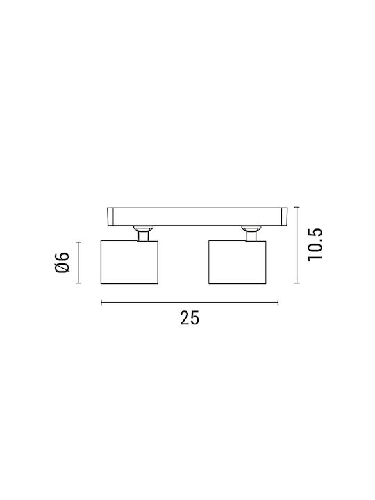 Eurolamp Double Spot with Socket GU10 in Black Color