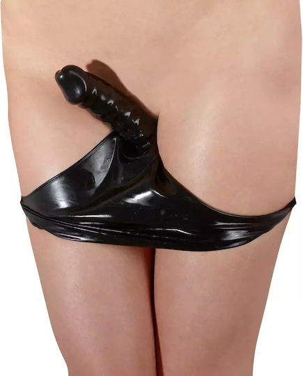 Late X Black Latex Panties Dildo In Crotch Size S