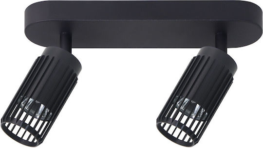 Eko Light Διπλό Σποτ με Ντουί GU10 σε Μαύρο Χρώμα