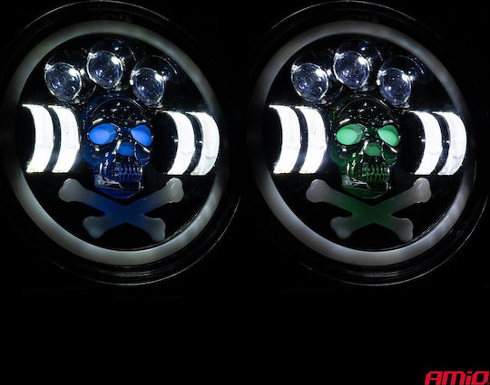 Προβολεας Εργασιας Στρογγυλος Led Skull 5.500lm 9>36v 60w 6.000k Φ170x170x65mm 4 Χρησεων Αμιο 1 Τεμ