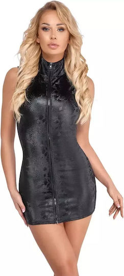Cottelli Party Fitted Mini Dress with Collar in Matte Snake Skin M
