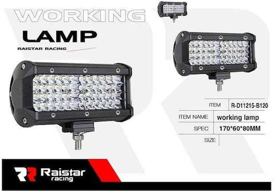 Raistar Ορθογώνιος Προβολέας Αυτοκινήτου LED 120W 17cm 1τμχ