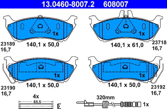 Спирачни накладки Mercedes-benz M-class W163 Ate 13046080072