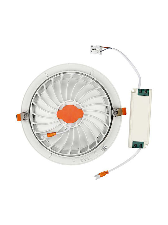V-TAC Στρογγυλό Χωνευτό LED Panel 30W με Ψυχρό Λευκό Φως 6400K 22.5εκ.